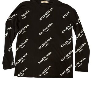 Balenciaga Black Logo Print Top